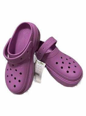 Crocs Stomp Clog Bubble Chunky Slip-On Slides Unisex M9/W11 Violet Purple